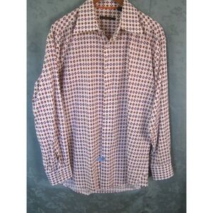 Y2K PSUDO Geometric Print Dress Shirt Size XL